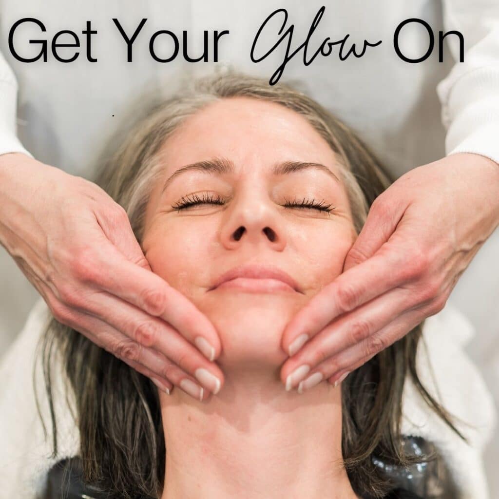 Image shows a mature woman from Sheboygan,WI getting a facial at Taylor Drive Facial Aesthetics.
